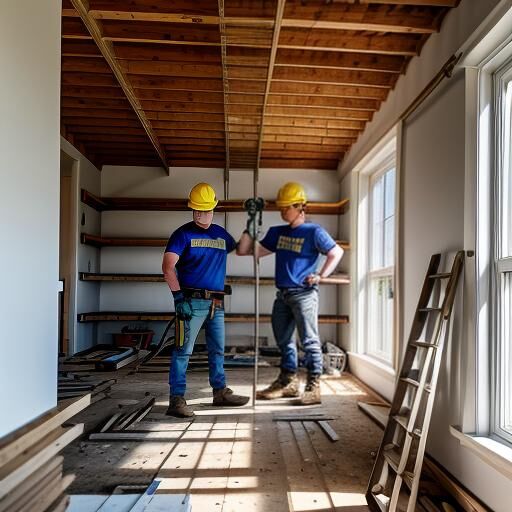 Construction site with ongoing renovation and structural work.